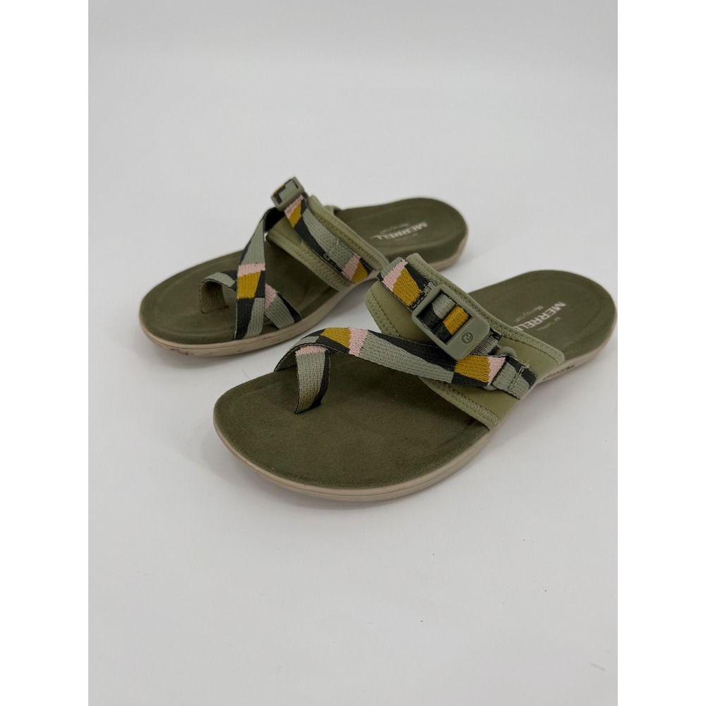 Merrell District Mendi Tea Green Memory Foam Slide Sandals Womens 6